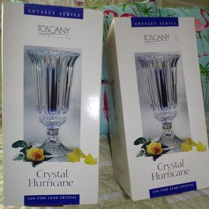 NEW Vintage 24% Lead Crystal Hurricane Set